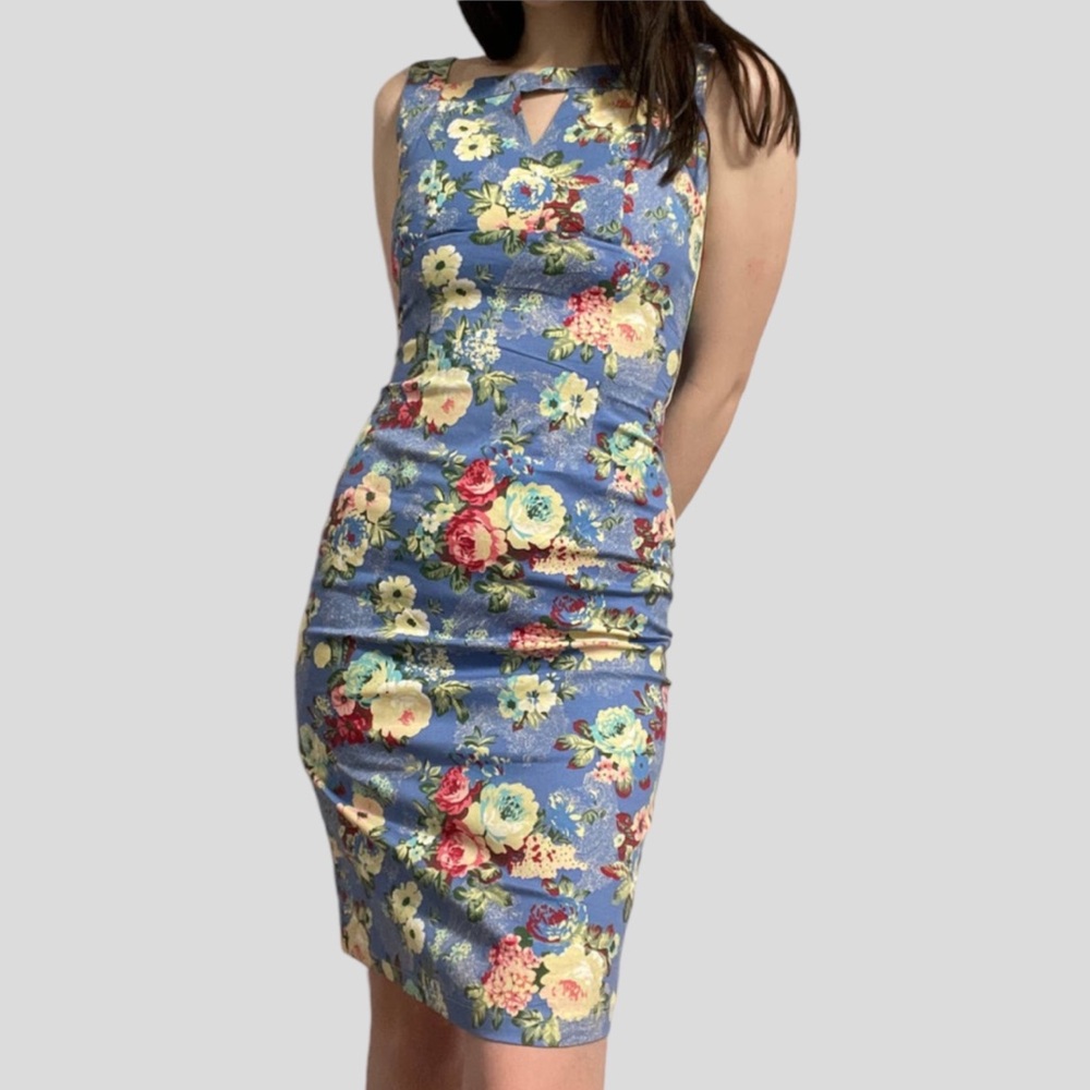 NEW Whispering Ivy Vintage Inspired Pinup Floral Knee Length Sheath Dress Size 4